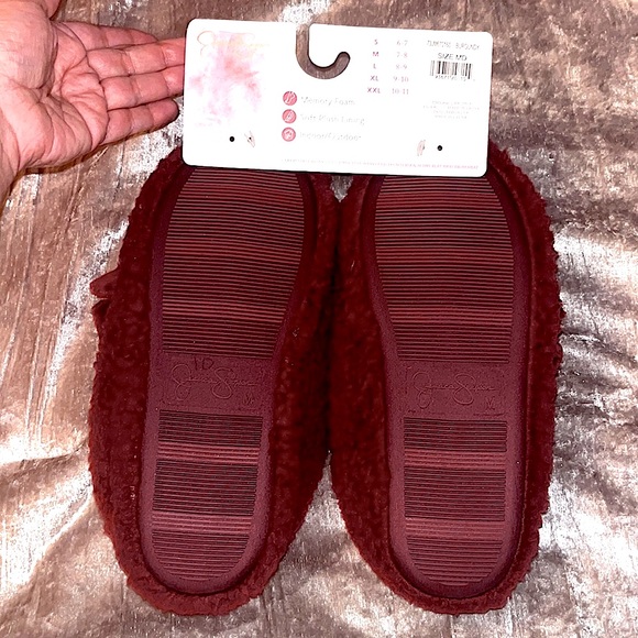 Jessica Simpson Burgundy Plush MarshmallowSlideon House Slipper Clog Memory Foam - Picture 10 of 10